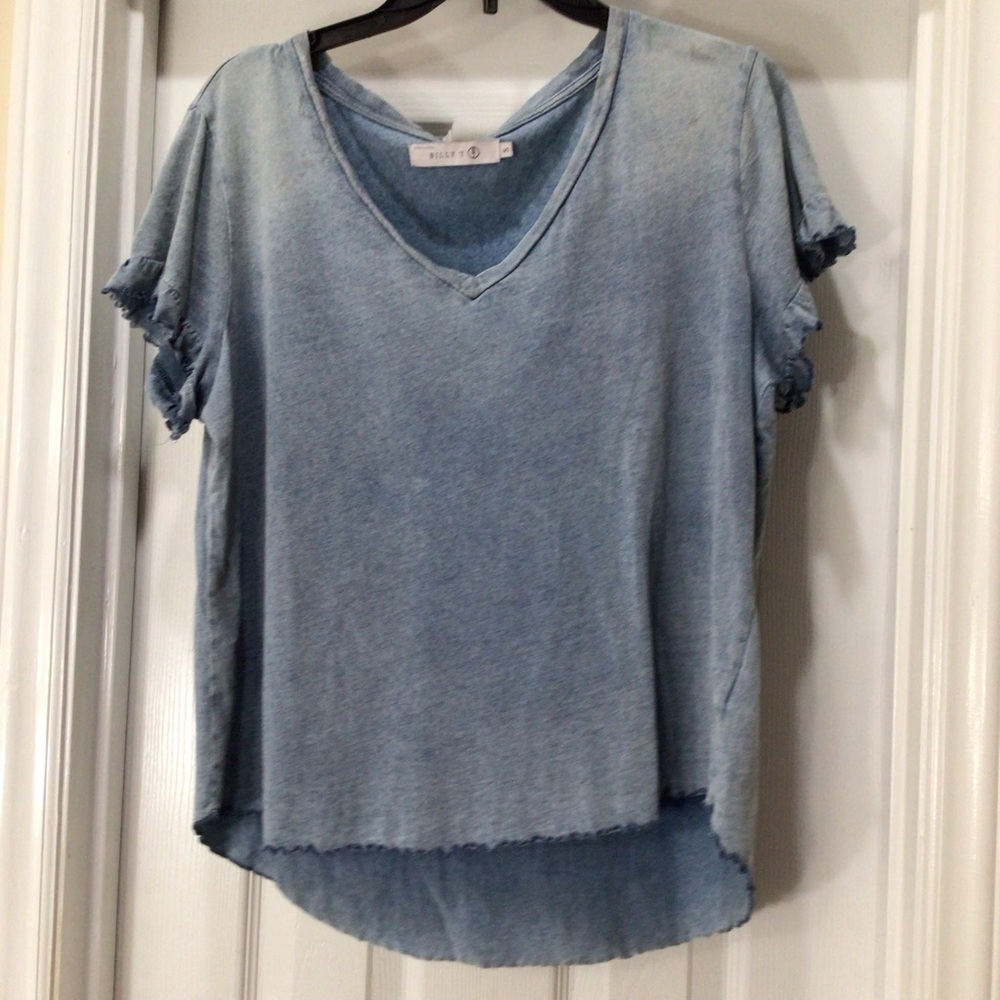 Washed Light Blue V-Neck Short Sleeve Tee